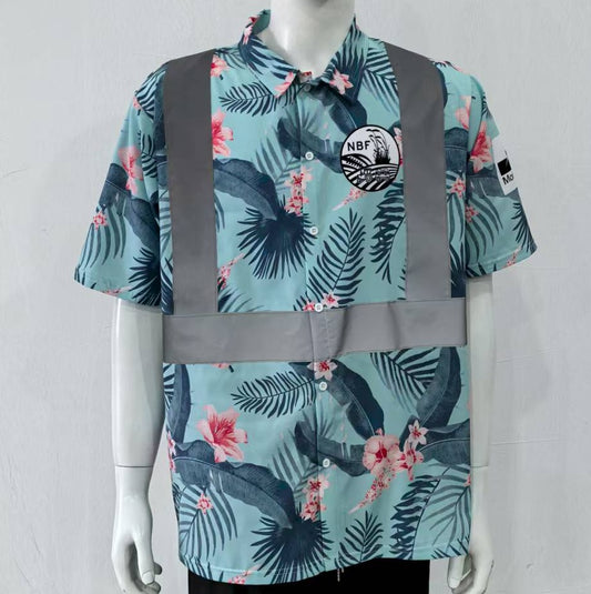 Tropical Print Shirt with Safety Class Tape(Full Dye Sublimation) #500251